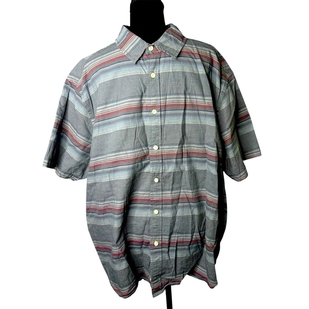 Goodfellow Mens Striped Short Sleeve Shirt XXL Cotton Casual Boho Vacay‎ Relaxed